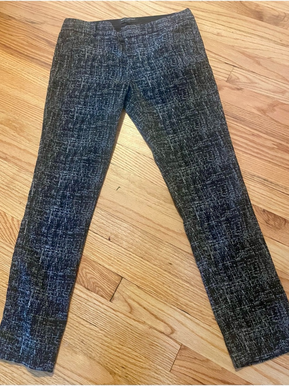Banana Republic Black and White Patterned Sloan Fit Pants with Pink Trim